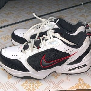 Nike Black and White Sneakers with Red Swoosh